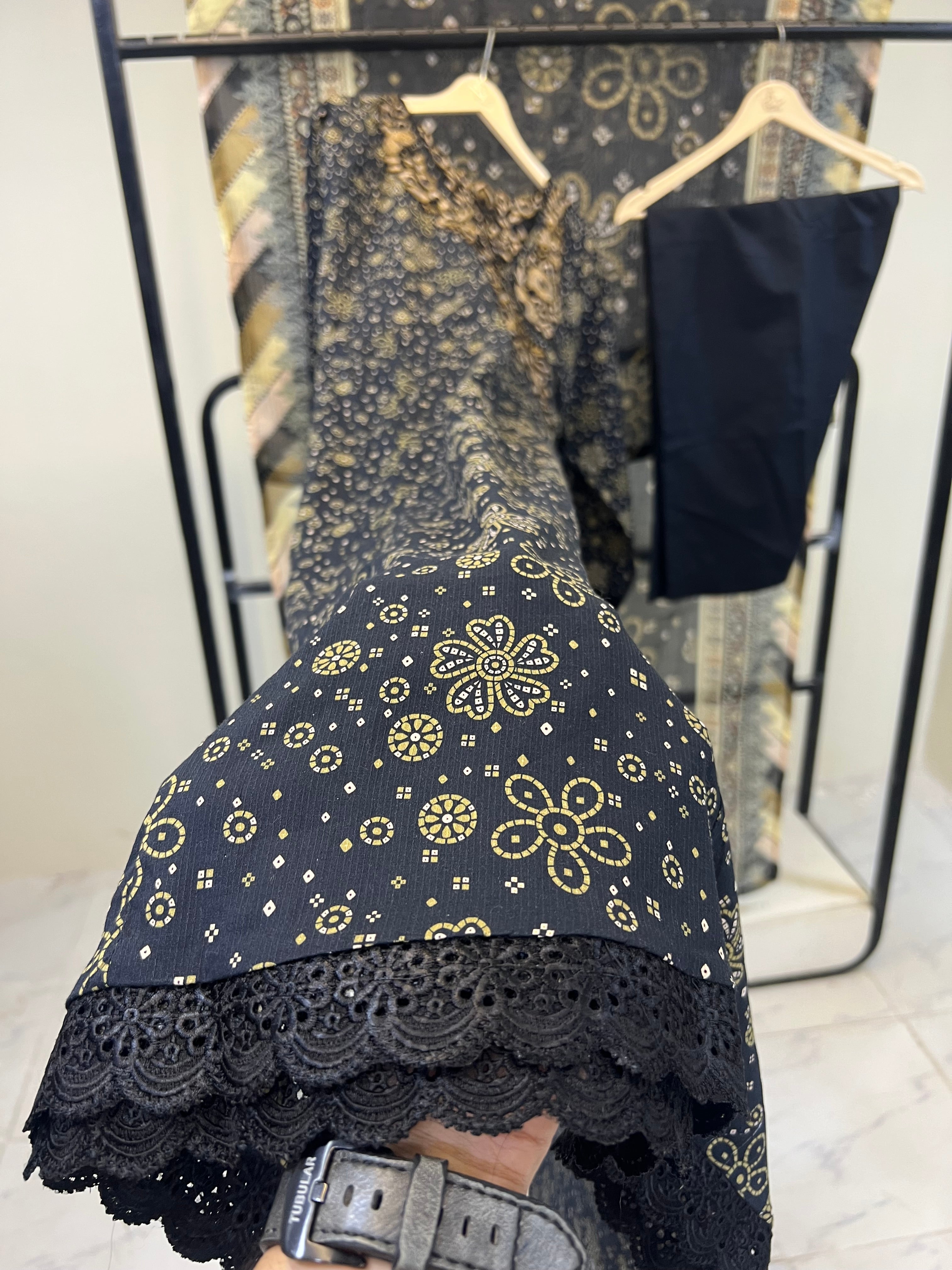 black Chunri Long frock