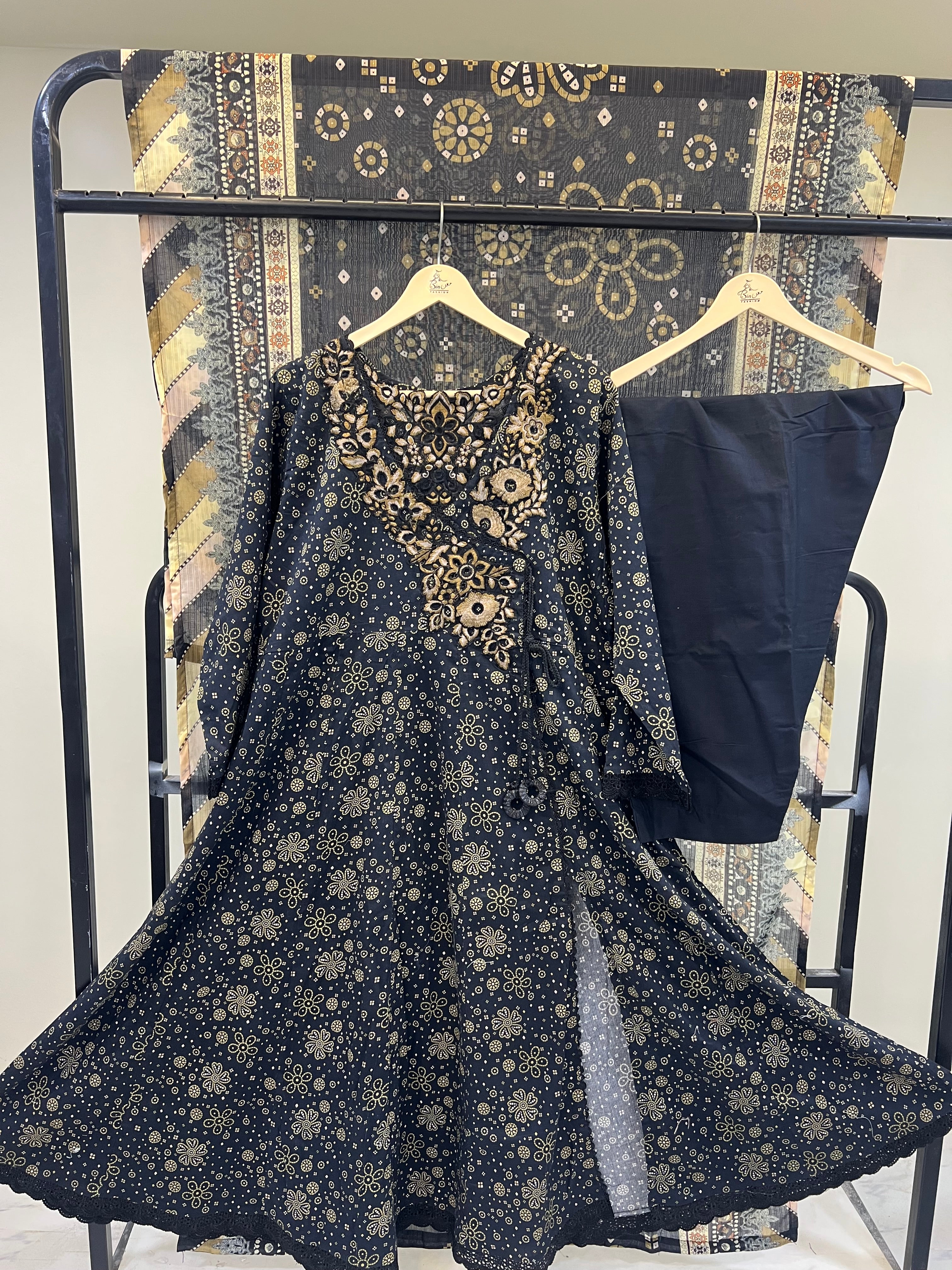 black Chunri Long frock