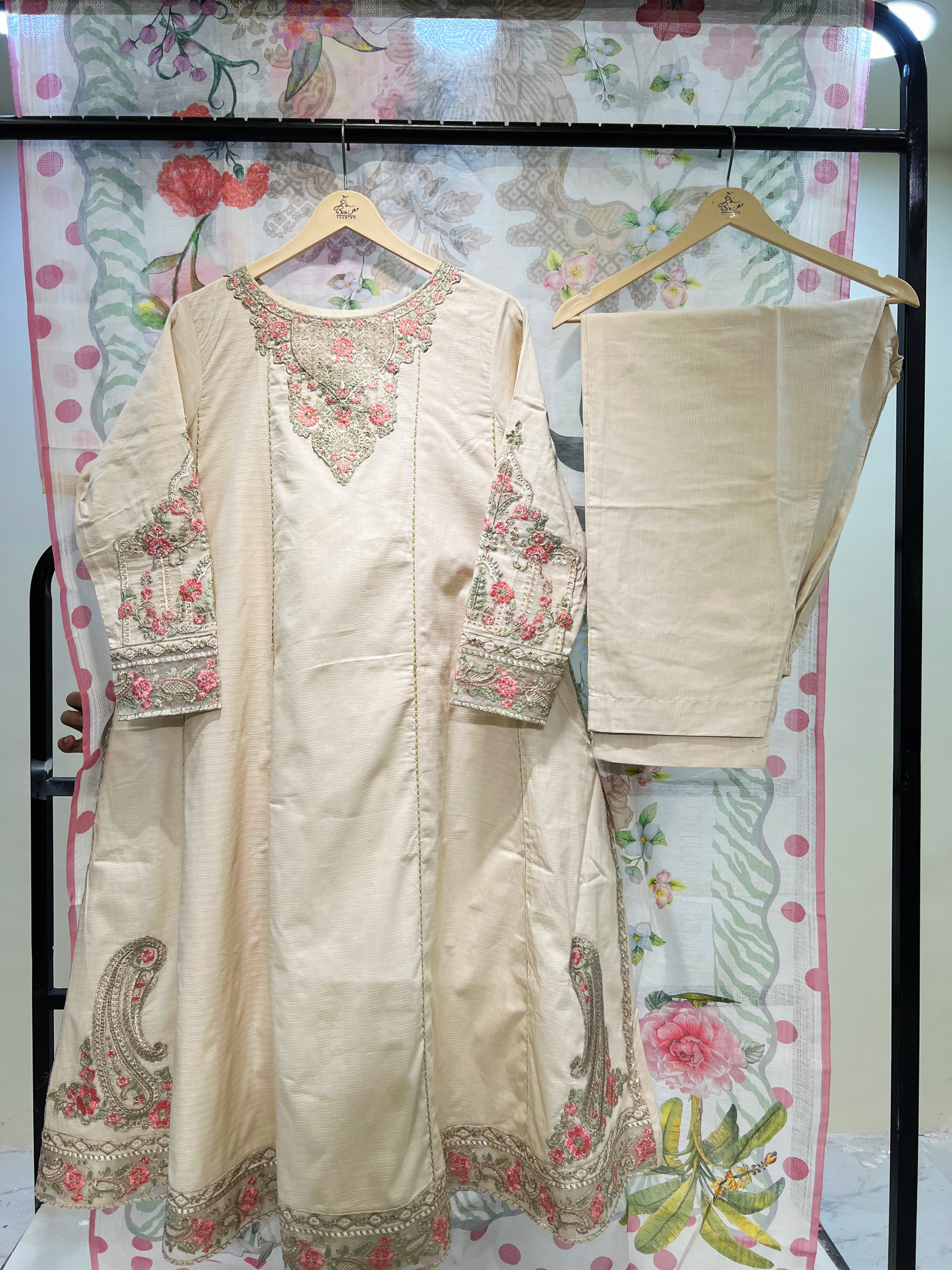 Saya Luxury Long Frock Three Piece