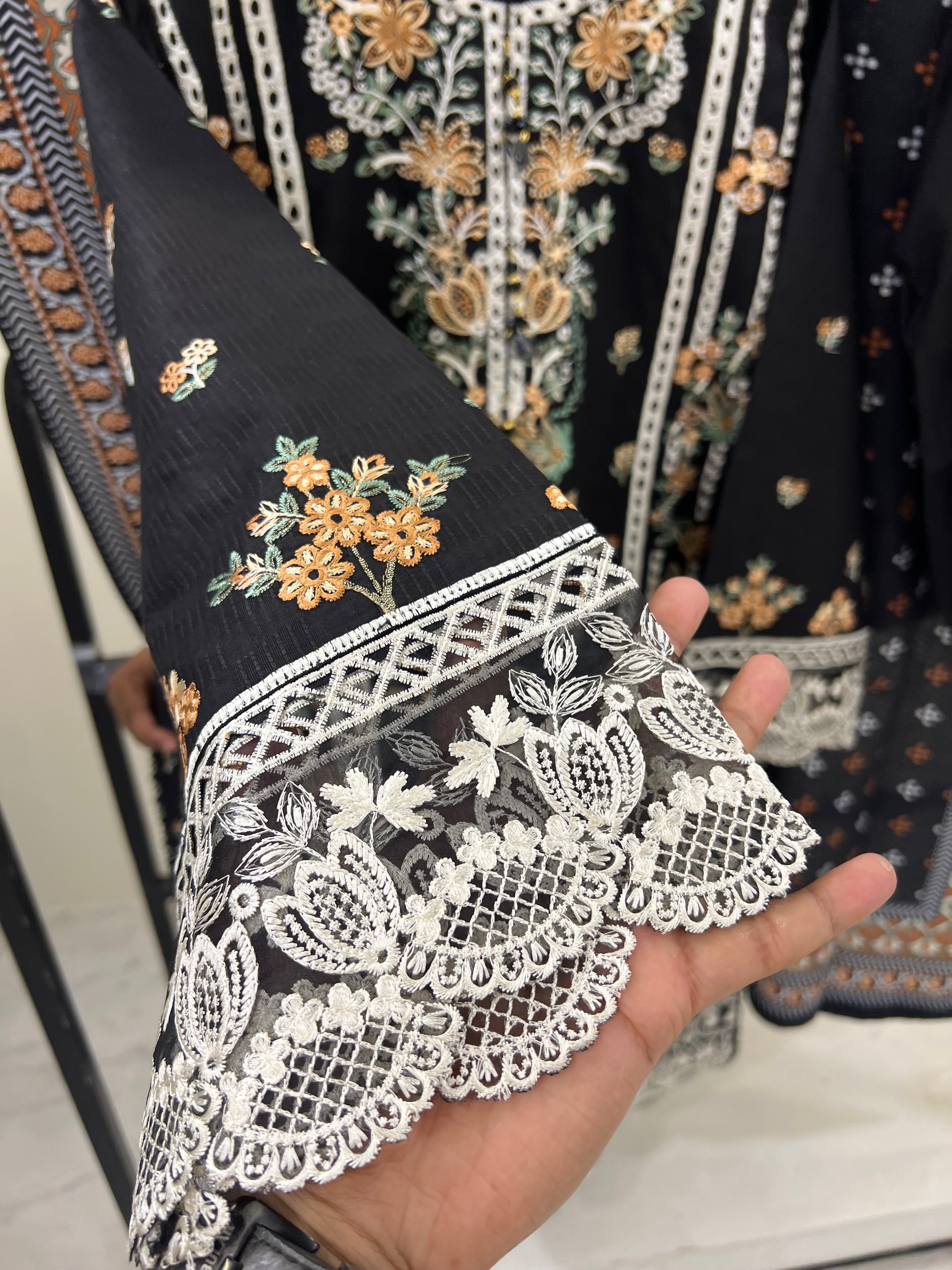 Black Aura Embroidery Three piece